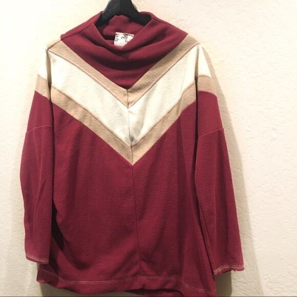 Blu Pepper Burgundy Color Block V Stripe Retro Sm - Picture 5 of 6